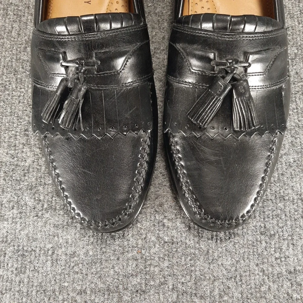 Johnston & Murphy Leather Tassel Loafers Mens US 9.5 Black  15-0835  EUC